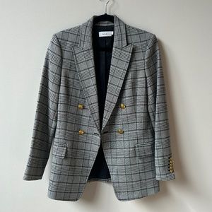 A.L.C Sedgwick II Glen Check Plaid & Houndstooth Double-Breasted Blazer Jacket